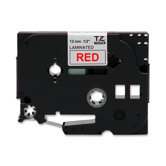 Laminated Tape Cartridge, For TZ Models, 1/2", Red/White