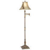 Essentials Onyx Splendor Swing Arm Floor Lamp in Roman Bronze III