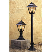 Four Panel Pillar Lantern in Black