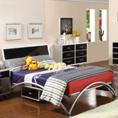 Modesto Metal Bed in Silver and Black Tones