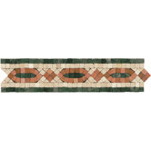 Mosaic Chain Listello Tile Accent in Rust / Green