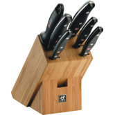Twin Pollux Knife Block Bamboo with 7 Pieces Cutlery Set