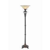 Iron Caged Torchiere Lamp in Bronze