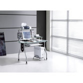 Glass Top Computer Desk with 4 Levels and CD Holders