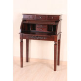 Carved Wood Roll Top Desk