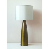 Striped Val Table Lamp in Olive with Pebble Shade