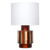Michelle Table Lamp with White Linen Shade in Autumn Shadow