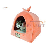 Cat Bed in Orange and Ivory