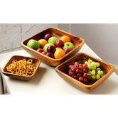 Acacia Wood Square Serving Bowl