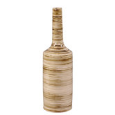 Large Glazed Ceramic Vase in Brown Striped Brown Accents
