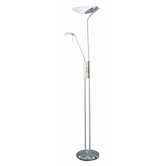 Lucien Torchiere with Reading Lamp Extension in Polished Steel