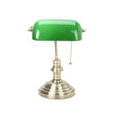Classic  Banker Desk Lamp in Antique Brass with Green Shade