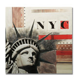 Handpainted Nyc Printed Canvas Art - 28" X 28"