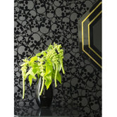 Barbara Hulanicki Flock Skulls Wallpaper in Black