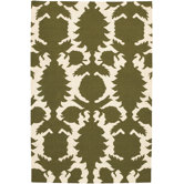 Flat-weave Dhurrie Green/Cream Flock Rug