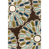 Tufted Pile Chocolate/Aqua Flora Rug
