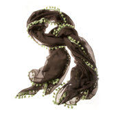 Pom Pom Solid Scarf in Java / Lettuce