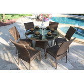 Grenada Patio 7 Piece Round Glass Dining Set