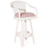 Key West Indoor Rattan 30" Swivel Bar Stool in Whitewash Finish