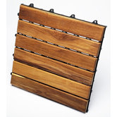 Le Click Classic Teak Interlocking Decking Tiles in Oiled Finish (Set of 10)
