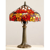 Maple Leaf Tiffany Table Lamp in Red and Orange