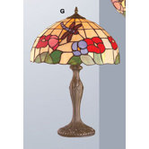Beige Dragonfly Tiffany Table Lamp in Multi Colours