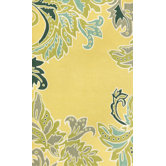 Ravella Ornamental Leaf Boder Yellow Indoor / Outdoor Rug