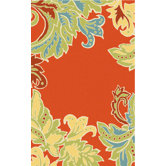 Ravella Ornamental Leaf Boder Orange Indoor / Outdoor Rug