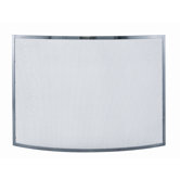 Single Panel Curved Pewter Fireplace Screen