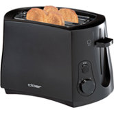 Toaster 2 Scheiben in Schwarz mit Br&ouml;tchenaufsatz
