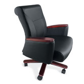Accel Executive Mid-Back Leather Managerial Chair with Arms