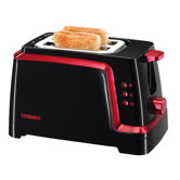 820W Toaster in Schwarz / Rot-Metallic