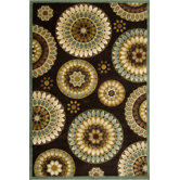 Fusion Retro Flowers Dark Wine Rug