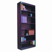 Square Corner Bookcase, Finished Back, Wood Veneer, 7-Shelf, 36x12x84, Med.Oak