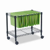 Single-Tier Rolling File Cart, 24w x 14d x 21h, Black