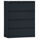 Four-Drawer Lateral File Cabinet, 42w x 19-1/4d x 54h, Black
