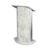 Bianco Marble Lectern with Satin Anodized Aluminum-Curved Lectern