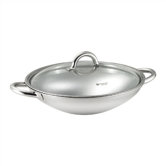 34cm Wok "Cool" aus Edelstahl und Aluminium