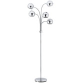 Floor Lamp with Round Shade in Chrome