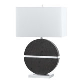 Capraia Simulated Wooden Disk Table Lamp in Dark Wood