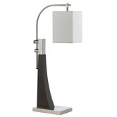 Downbridge Metal Desk Lamp in Brushed Steel/Wood