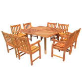 Nine Piece Outdoor Teak Dining Set