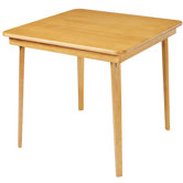 Straight Edge Wood Folding Card Table in Oak