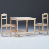 Unfinished Wood Kids' 3 Piece Table and Chair Set