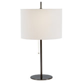 Table Lamp in Black with Hard Back Linen Shade