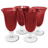 Iris Footed Iced Tea Glass in Ruby (Set of 4)