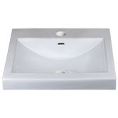 Rectangle Ceramic Semi Recessed Vessel Sink with Overflow in White