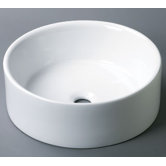 Round Ceramic Vessel Sink without Overflow in White