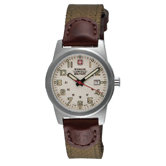Ladies Classic Field Watch with Ivory Dial and Olive Brown Nylon Strap
