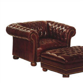 Tufted Chesterfield Leather Chair and Ottoman